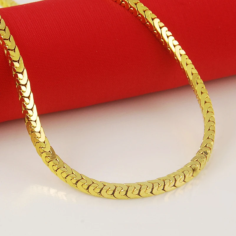 High Quality 24K Gold Filled Solid Necklace Curb Chains Link Men Choker Necklaces Male Female Accessories Fashion Jewelry 2019
High Quality 24K Gold Filled Solid Necklace Curb Chains Link Men Choker Necklaces Male Female Accessories Fashion Jewelry 2019