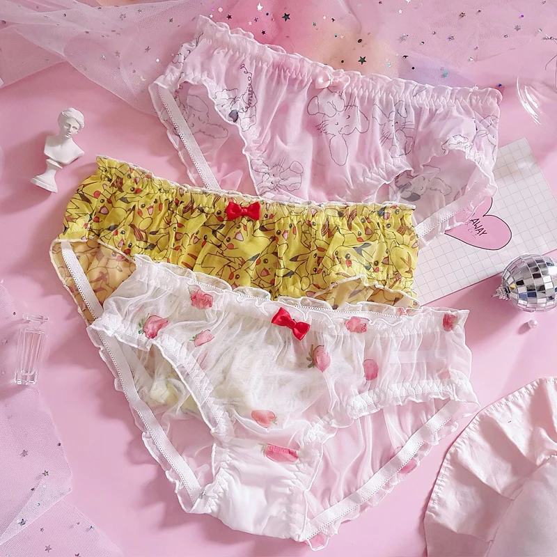 Japanese soft girl lovely Lori girl strawberry sexy translucent mesh ultra-thin mid-waist Pikachu underwear GZ-K16
Japanese soft girl lovely Lori girl strawberry sexy translucent mesh ultra-thin mid-waist Pikachu underwear GZ-K16