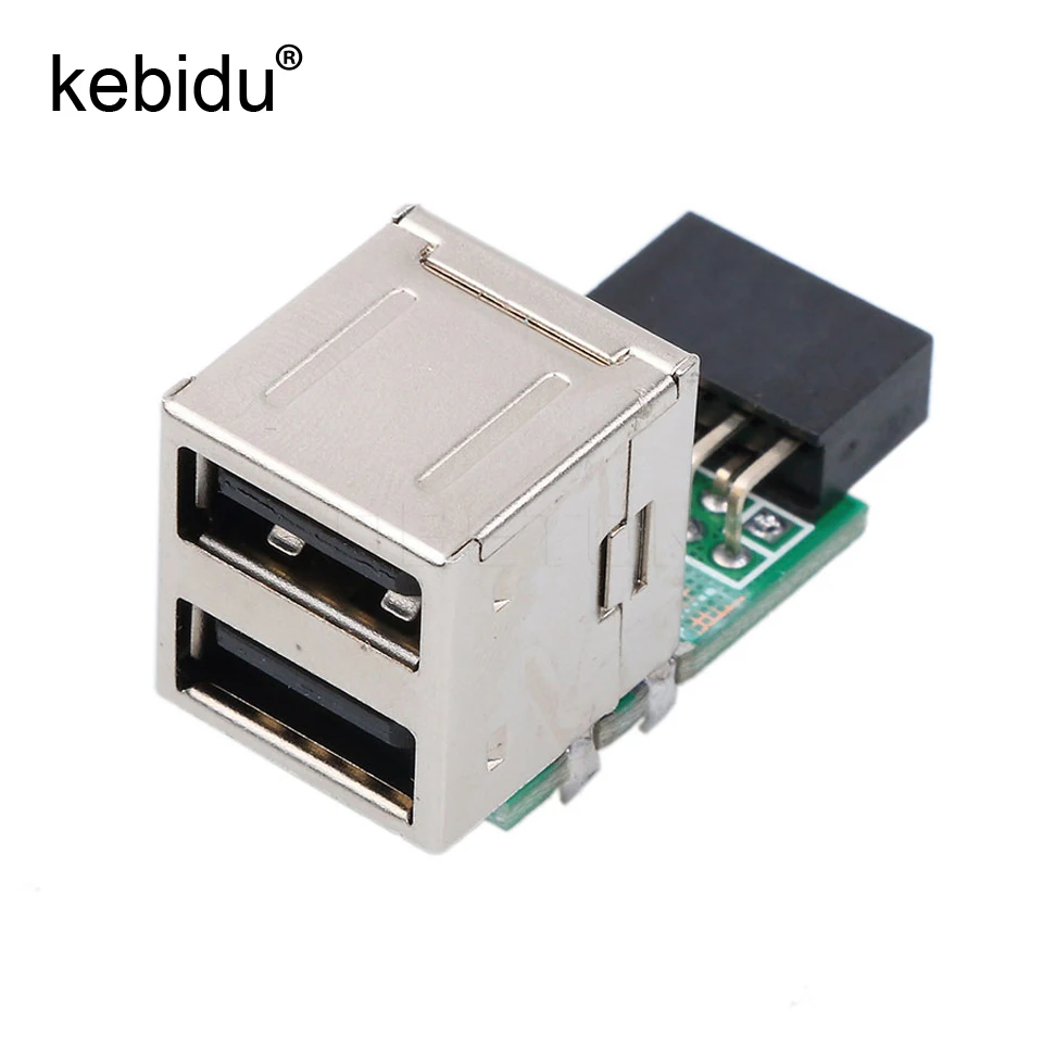 Kebidu Внутренний ПК USB 2 порта 0 9-контактный разъем мама на адаптер конвертер