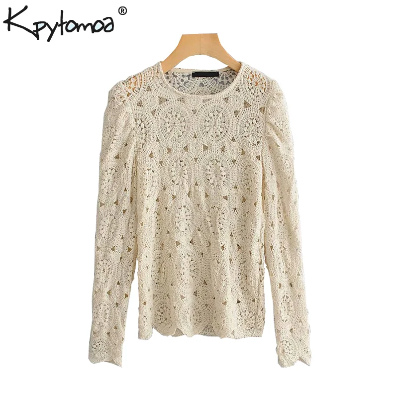 Vintage Stylish Hollow Out Lace Tops Women Blouses 2019 Fashion O Neck Puff Sleeve Knitted Ladies Shirts Casual Blusas Mujer
Vintage Stylish Hollow Out Lace Tops Women Blouses 2019 Fashion O Neck Puff Sleeve Knitted Ladies Shirts Casual Blusas Mujer