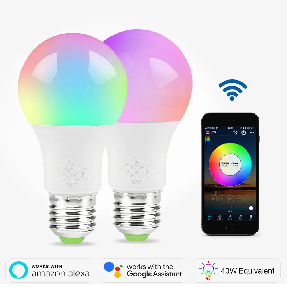 E27 Smart WiFi Light Bulb led lamp 4.5W 16 Color Changing RGB Magic Light Bulb Compatible with Alexa Google Assistant 85-265V
E27 Smart WiFi Light Bulb led lamp 4.5W 16 Color Changing RGB Magic Light Bulb Compatible with Alexa Google Assistant 85-265V
