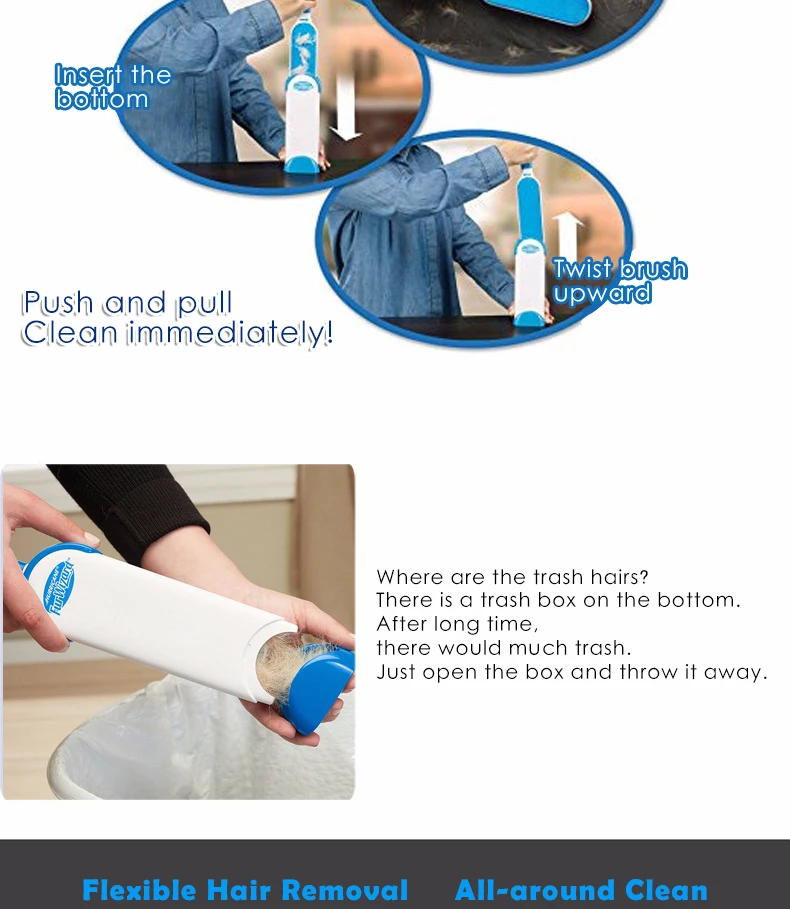 Portable Dog Cat Brush 3 In 1 Pet Hair Remover Pet Plastic Comb
