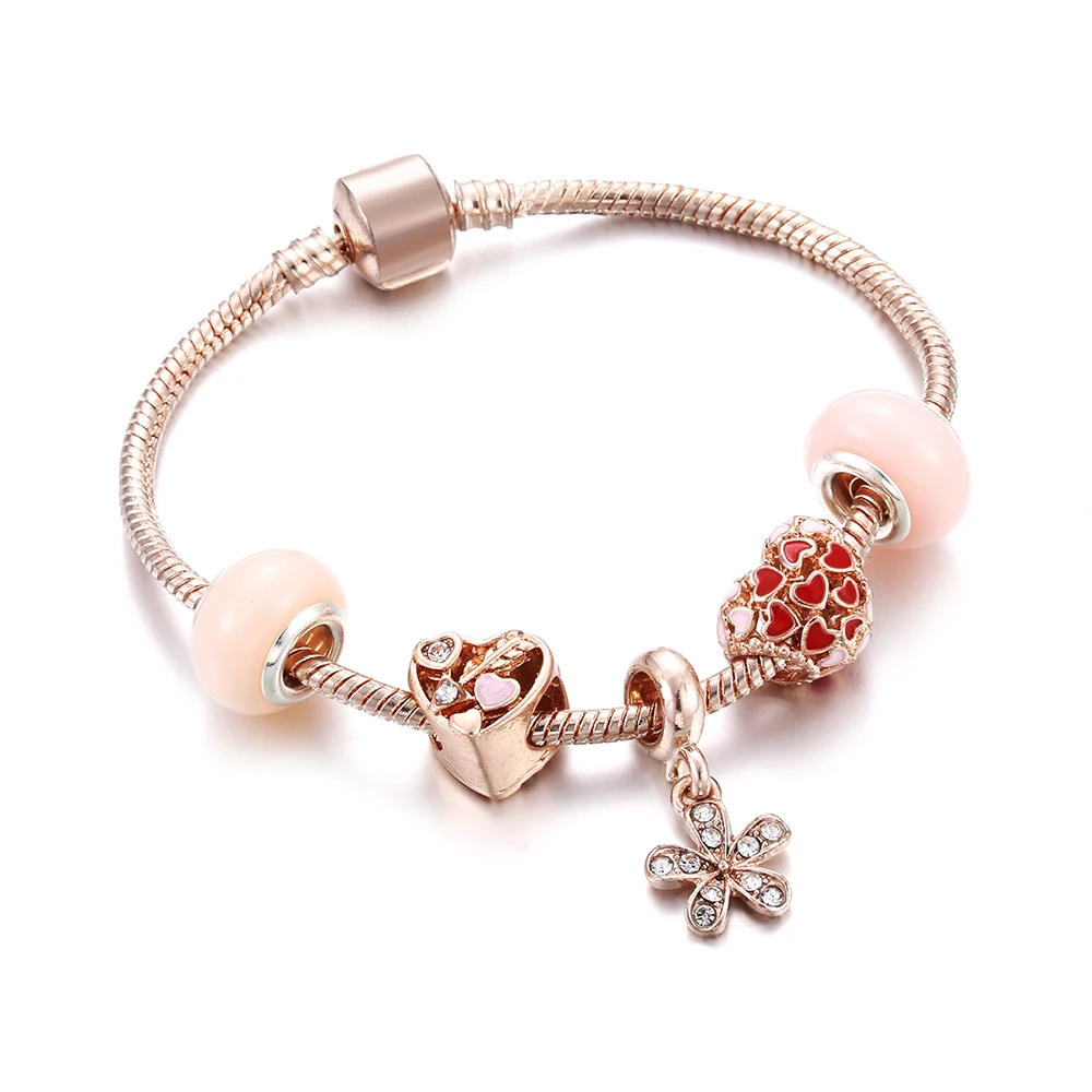 Bracelets Luxury Crystal Rose Gold Chain Heart Flower Tassel Pendant Bangles For Women Girl DIY Design Snake Chain Charm Jewelry
Bracelets Luxury Crystal Rose Gold Chain Heart Flower Tassel Pendant Bangles For Women Girl DIY Design Snake Chain Charm Jewelry