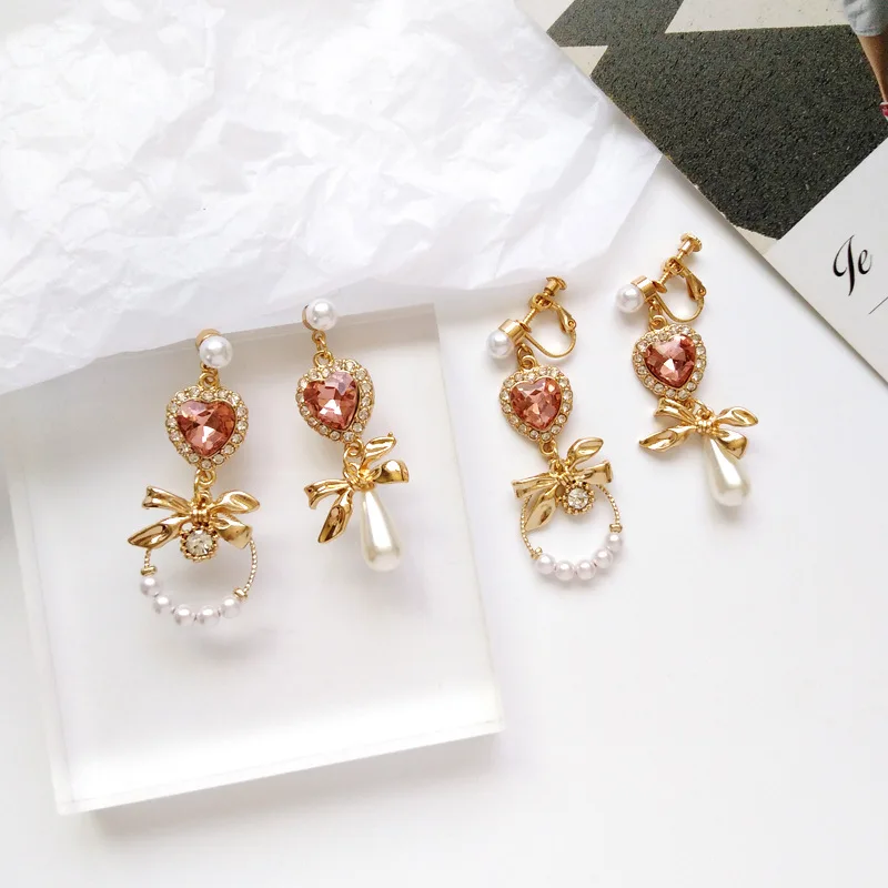 Water Drop Similated Pearls Clip Earrings Non Pierced Baroque Red Rhinestone Heart Clip on Earrings without Piercing
Water Drop Similated Pearls Clip Earrings Non Pierced Baroque Red Rhinestone Heart Clip on Earrings without Piercing