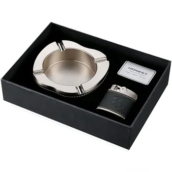 Honest Ashtray + Lighter Set High-end Metal Leather Cigarette Ashtray for Men Gift in Office Home
Honest Ashtray + Lighter Set High-end Metal Leather Cigarette Ashtray for Men Gift in Office Home