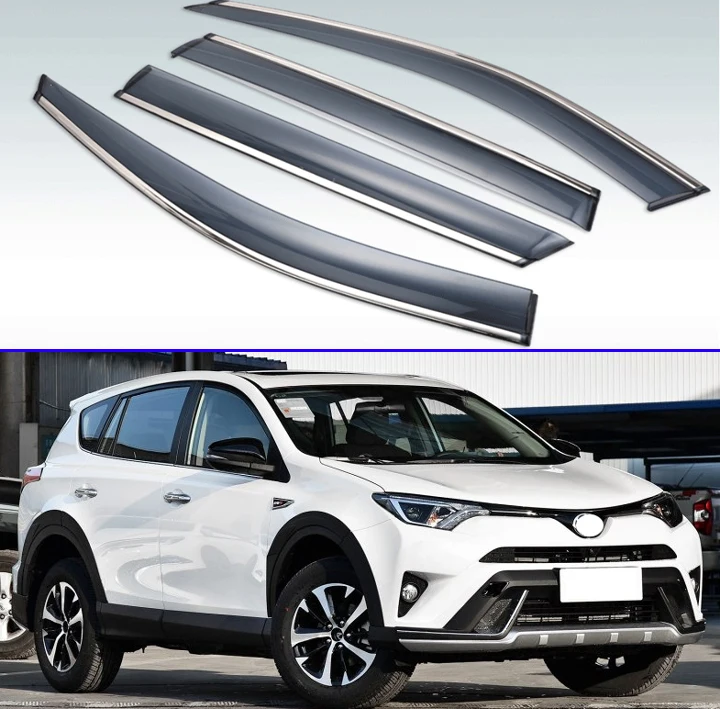 For Toyota RAV4 2014 2015 2016 2017 2018 2019 Plastic Exterior Visor Vent Shades Window Sun Rain Guard Deflector 4pcs 
For Toyota RAV4 2014 2015 2016 2017 2018 2019 Plastic Exterior Visor Vent Shades Window Sun Rain Guard Deflector 4pcs