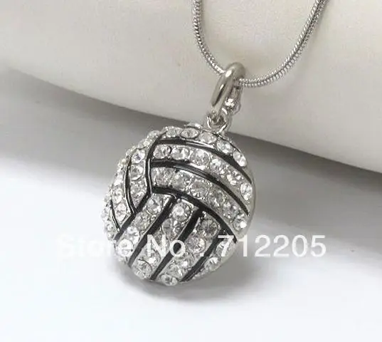 volleyball with crystal sport pendant necklaces | Украшения и аксессуары