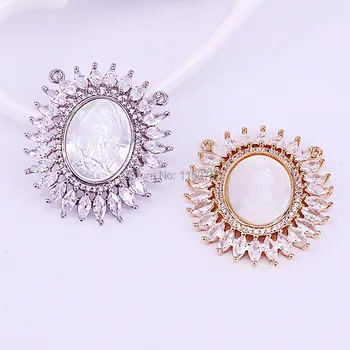 5Pcs Oval Shape Shell Pendants, Metal Electroplated Virgin Maria Pattern Shell Women Jewelry Pendant
5Pcs Oval Shape Shell Pendants, Metal Electroplated Virgin Maria Pattern Shell Women Jewelry Pendant