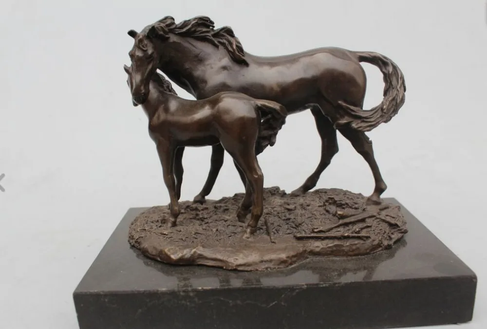 8"Chinese Folk Copper Bronze Marble Lucky Two Mother & Son Horse Broncos Statue
8"Chinese Folk Copper Bronze Marble Lucky Two Mother & Son Horse Broncos Statue