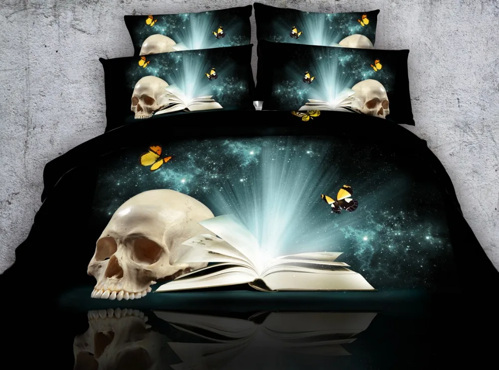 JF-437 skull butterfly and shining book printed bedding sets 4pcs queen size bed sheets set
JF-437 skull butterfly and shining book printed bedding sets 4pcs queen size bed sheets set