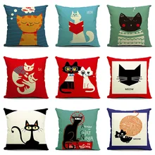 Funny Cat Style Printed Cotton Linen Pillowcase Decorative Pillows Cushion Use For Home Sofa Car Office