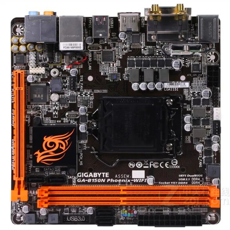 MINI-ITX ITX 17*17 LGA1151 для Gigabyte GA-B150N Phoenix-WIFI оригинальная б/у материнская плата B150 DDR4 |