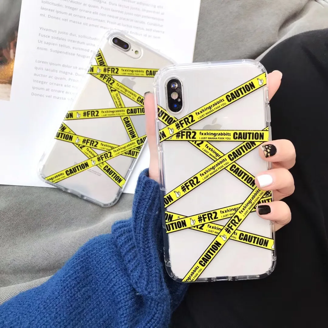 Packing belt cartoon FR2 Rogue rabbit Clear LOGO CAUTION Soft TPU Cases For iPhone 7 8 6 6s Plus X Xs Max Xr stripe phone Cover
Packing belt cartoon FR2 Rogue rabbit Clear LOGO CAUTION Soft TPU Cases For iPhone 7 8 6 6s Plus X Xs Max Xr stripe phone Cover