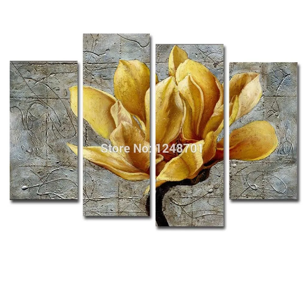 Hand Painted Modern Abstract 4 Pieces Canvas Yellow Flower Oil Painting Abstract Flower Wall Picture Living Room Home Wall Decor
Hand Painted Modern Abstract 4 Pieces Canvas Yellow Flower Oil Painting Abstract Flower Wall Picture Living Room Home Wall Decor