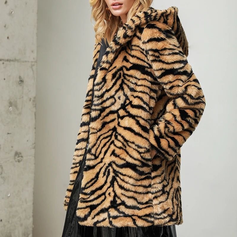 Women Slim Casual Hoodies Fur Jackets Outwear Female Streetwear Overcoat Thick Tiger Stripe Women Jacket Mid-Long Faux Fur Coat
Women Slim Casual Hoodies Fur Jackets Outwear Female Streetwear Overcoat Thick Tiger Stripe Women Jacket Mid-Long Faux Fur Coat