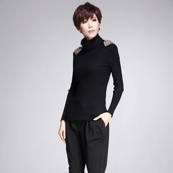 Europe 2018 Autumn Winter women's New Personality Elastic Rivet Sequins Black Turtleneck Sweater Female Knitted Beading Pullover
Europe 2018 Autumn Winter women's New Personality Elastic Rivet Sequins Black Turtleneck Sweater Female Knitted Beading Pullover