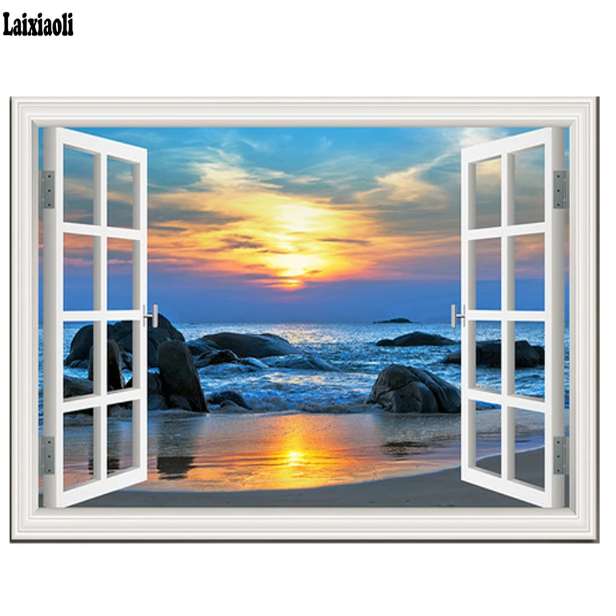 5D DIY Diamond Painting Cross Stitch window Seaside Sunset blue ocean Landscape Full Drill Rhinestones Mosaic Diamond Embroidery
5D DIY Diamond Painting Cross Stitch window Seaside Sunset blue ocean Landscape Full Drill Rhinestones Mosaic Diamond Embroidery