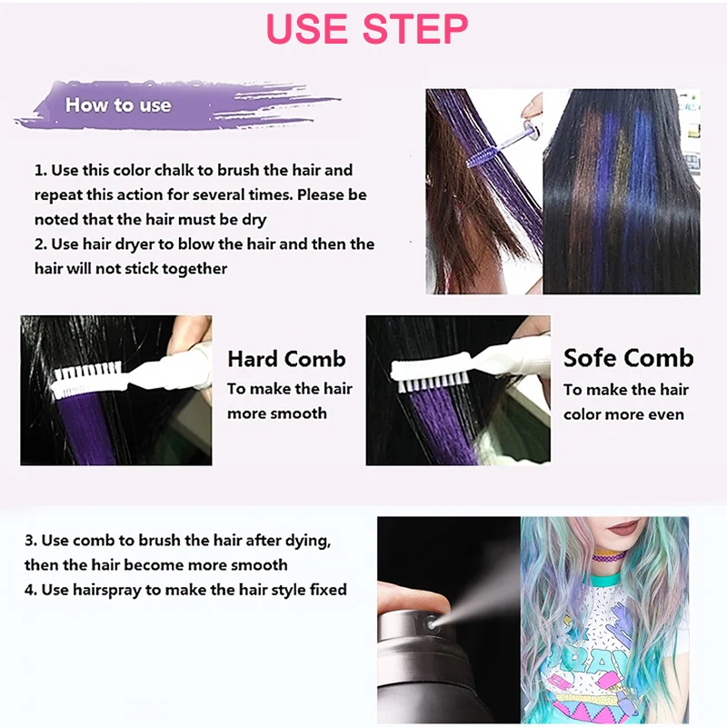 13 Colors One Off Hair Color Dye Temporary Non Toxic Diy Hair