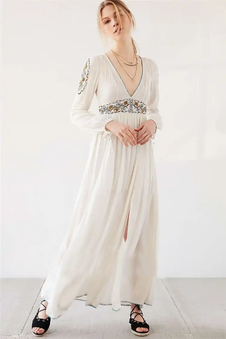 bohemian style white dress