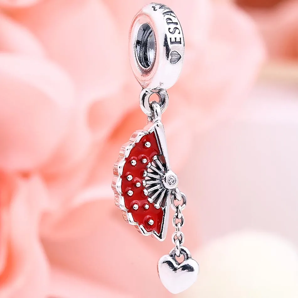 New 925 Sterling Silver Bead Charm Red Enamel Spain fan With Love Heart Pendant Beads Fit Pandora Bracelet Bangle Diy Jewelry
New 925 Sterling Silver Bead Charm Red Enamel Spain fan With Love Heart Pendant Beads Fit Pandora Bracelet Bangle Diy Jewelry