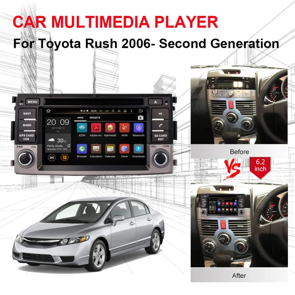 Android 8.0 Octa Core 4GB RAM Car GPS Navigation For Toyota Rush 2006-/Second Generation Radio Stereo DVD Multimedia Player
Android 8.0 Octa Core 4GB RAM Car GPS Navigation For Toyota Rush 2006-/Second Generation Radio Stereo DVD Multimedia Player