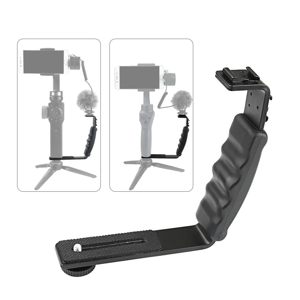 Mic Stand L Bracket Camera Handle Grip Mount with 2 Hot Shoe Mounts for Zhiyun Smooth Q 4 DJI OSMO Mobile Ronin S FEIYU Gimbal
Mic Stand L Bracket Camera Handle Grip Mount with 2 Hot Shoe Mounts for Zhiyun Smooth Q 4 DJI OSMO Mobile Ronin S FEIYU Gimbal