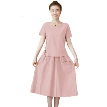 2019 Summer fashion Women Set Skirt print Cotton linen Tees Top Loose Female Two Piece set (T Shirt+Skirt) womens clothing
2019 Summer fashion Women Set Skirt print Cotton linen Tees Top Loose Female Two Piece set (T Shirt+Skirt) womens clothing