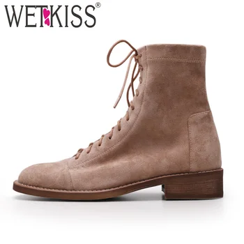WETKISS Autumn Low Heels Women Ankle Boots Round Toe Lace Up Footwear Stretch Fur Suede Female Boots Motorcycle Shoes Woman 2020
WETKISS Autumn Low Heels Women Ankle Boots Round Toe Lace Up Footwear Stretch Fur Suede Female Boots Motorcycle Shoes Woman 2020