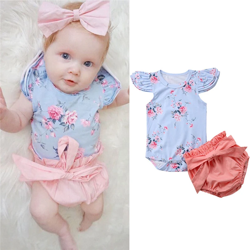 Summer New born Baby Girl Clothing Kids Floral Romper Jumpsuit+Bowknot Shorts Pants Outfits Infant Girl Clothes Set
Summer New born Baby Girl Clothing Kids Floral Romper Jumpsuit+Bowknot Shorts Pants Outfits Infant Girl Clothes Set
