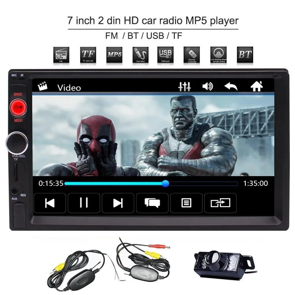 EinCar Bluetooth 2 Din Car Stereo Front USB /TF Port FM AUX Input 7'' Bluetooth Radio MP5 player Multimedia+wireless Rear Camera
EinCar Bluetooth 2 Din Car Stereo Front USB /TF Port FM AUX Input 7'' Bluetooth Radio MP5 player Multimedia+wireless Rear Camera