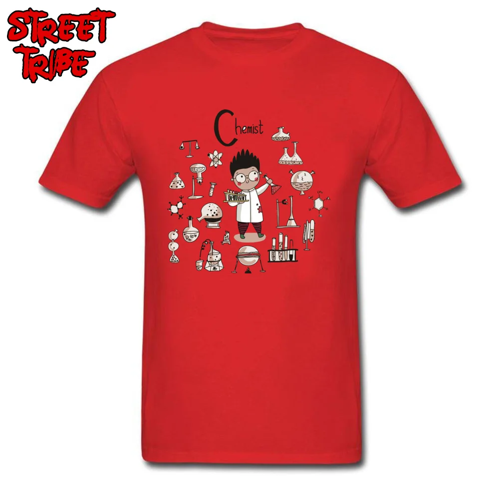 Short Sleeve Tops Tees Crew Neck Cotton Fabric Men's T-shirts chemistry science scientist Hip hop Tops Tees Brand chemistry science scientist red