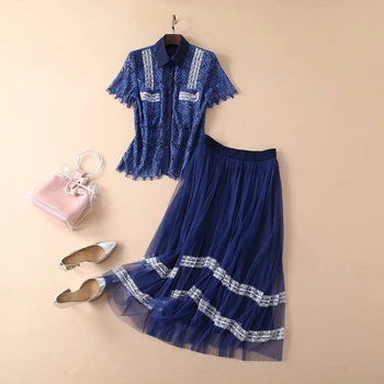HIGH QUALITY New Fashion 2020 Summer Designer Runway Women's Elegant Hollow Out Blue White Water Soluble Lace Blouse Skirt Sets
HIGH QUALITY New Fashion 2020 Summer Designer Runway Women's Elegant Hollow Out Blue White Water Soluble Lace Blouse Skirt Sets