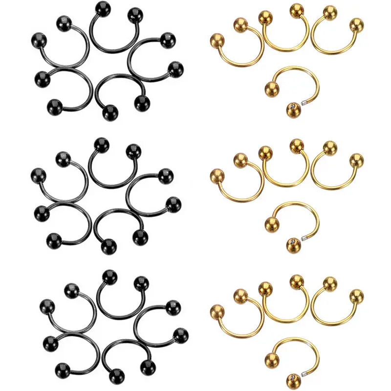 Nose Ring 100pcs 1.2*8*3mm ball surgical Steel circular piercing plated titanium colors piercing horseshoe ring
Nose Ring 100pcs 1.2*8*3mm ball surgical Steel circular piercing plated titanium colors piercing horseshoe ring