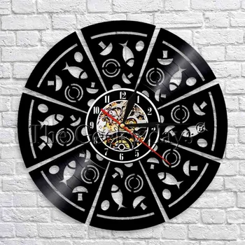 Fish Pizza Foody design Creative Wall Clock Modern Design Vinyl Record Clocks Wall Decor Pizza Shape Room Decorative Artwork
Fish Pizza Foody design Creative Wall Clock Modern Design Vinyl Record Clocks Wall Decor Pizza Shape Room Decorative Artwork