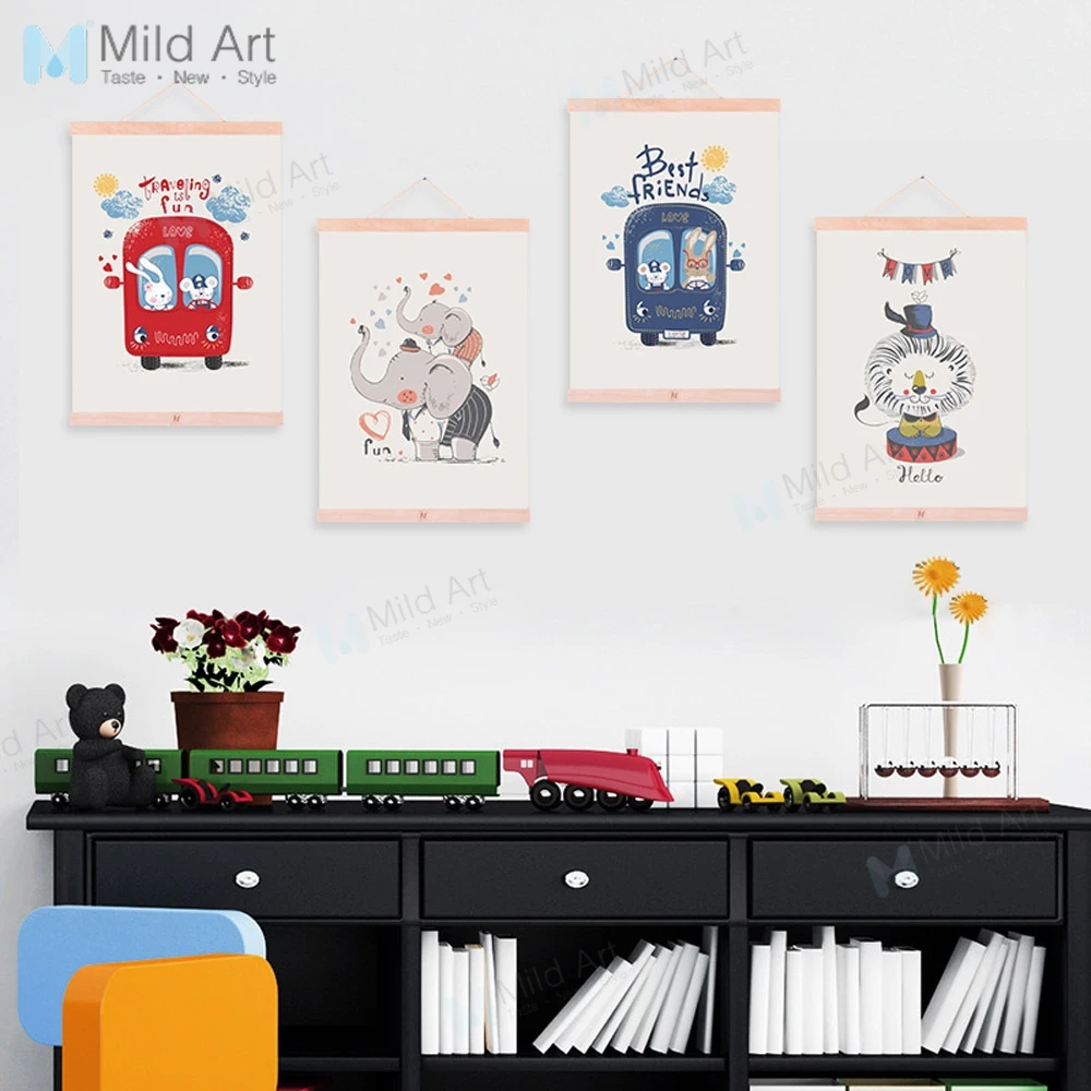 Kawaii Animal Cartoon Circus Lion Elephant Wooden Framed Posters Prints Scroll Wall Art Pictures Kids Room Decor Canvas Painting
Kawaii Animal Cartoon Circus Lion Elephant Wooden Framed Posters Prints Scroll Wall Art Pictures Kids Room Decor Canvas Painting