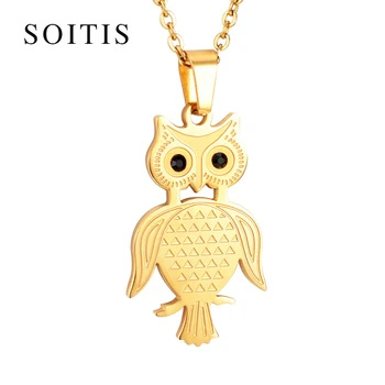 SOITIS Gold Color Stainless Steel Owl Necklace Pendant with Black Zricon Eyes Trendy Statement Jewelry Gift for Men Women
SOITIS Gold Color Stainless Steel Owl Necklace Pendant with Black Zricon Eyes Trendy Statement Jewelry Gift for Men Women