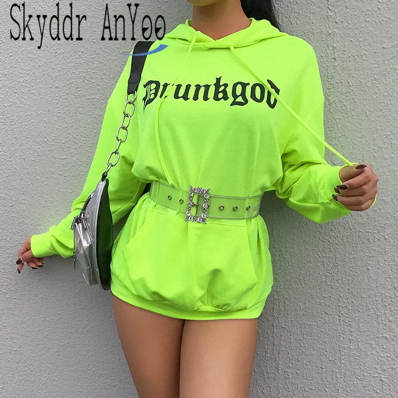 Autumn 2019 Women Loose Letter Print Hoodies Neon Green Fashion Sweatshirt Hooded Casual Streetwear Loose Long Hoodie Ladies Top
Autumn 2019 Women Loose Letter Print Hoodies Neon Green Fashion Sweatshirt Hooded Casual Streetwear Loose Long Hoodie Ladies Top