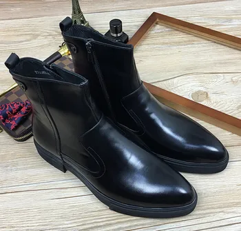 Autumn Winter Men Pointed Toes Genuine Leather Warm Comfortable Side Zipper Ankle Boots Black Thick Bottom Business Dress Shoes
Autumn Winter Men Pointed Toes Genuine Leather Warm Comfortable Side Zipper Ankle Boots Black Thick Bottom Business Dress Shoes