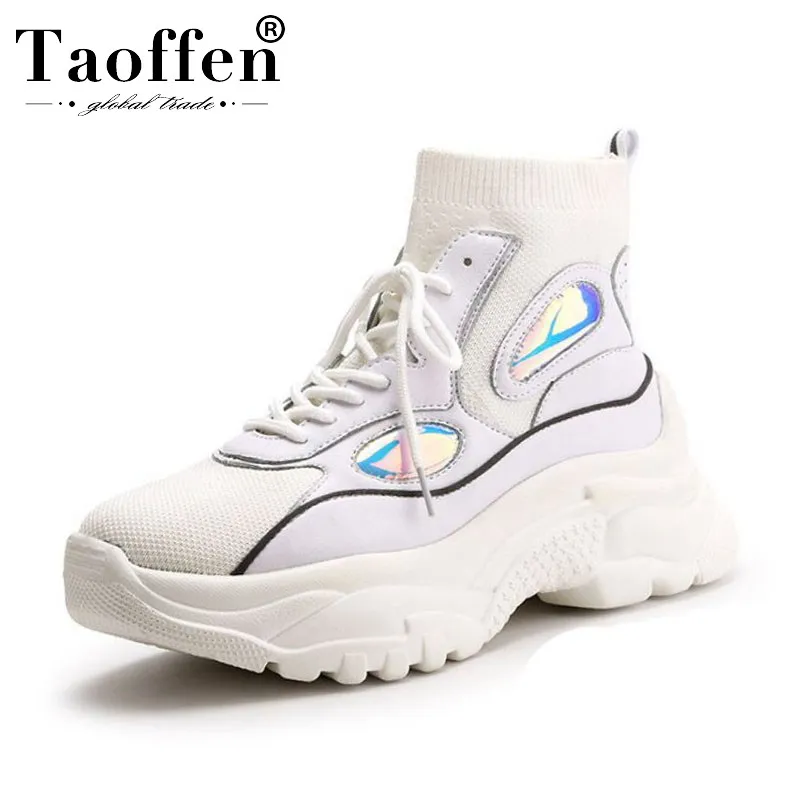 

Taoffen Women Young Fashion Spring Sneakers Thick Bottom Vulcanized Shoes Women Walking Casual Shoes High Quality Size 35-40