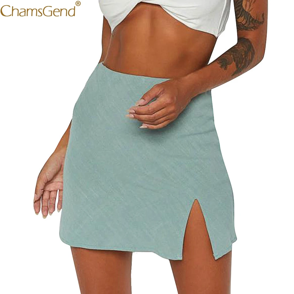Fashion Solid Skirts Womens Plus Size A-Line Split Elastic Waist Summer Mini Empire Shorts Geen May | Женская одежда