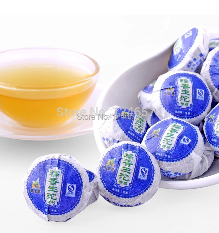 

6pcs Glutinous Rice Flavor Raw Mini Pu Er Tea Yunnan Menghai China Brand Puer Quick Weight Loss Personal Care Puerh Food