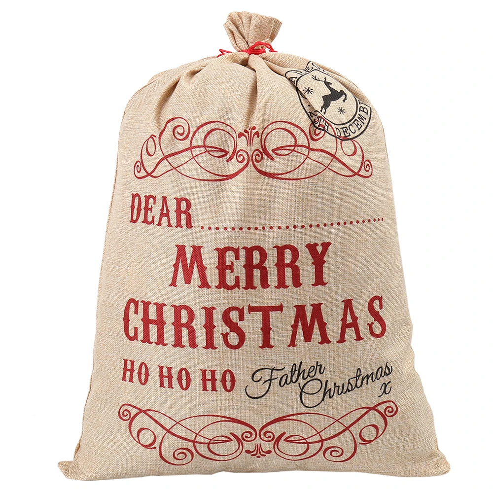 christmas gift bag linen fabric 50x70cm candy holders deer