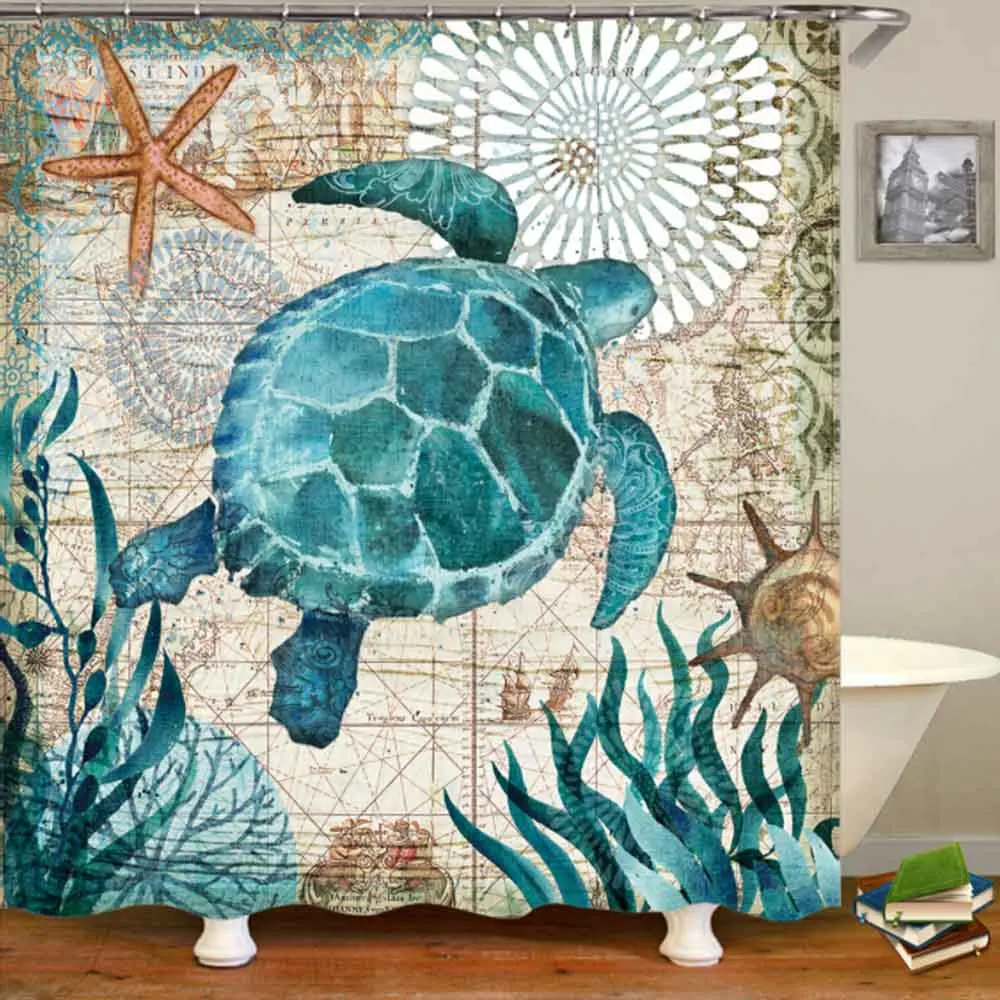 180x180cm Sea Turtle Waterproof Shower Curtain Octopus Home Bathroom Curtains with 12 Hooks Polyester Fabric Bath Curtain
180x180cm Sea Turtle Waterproof Shower Curtain Octopus Home Bathroom Curtains with 12 Hooks Polyester Fabric Bath Curtain