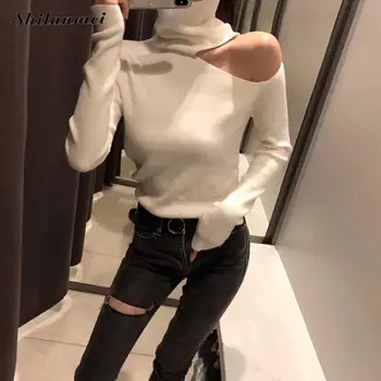 Sexy One Off Shoulder Black White Woman Turtleneck Knitted Sweaters 2018 Casual Autumn Long Sleeve Female Jumper Pullovers Tops
Sexy One Off Shoulder Black White Woman Turtleneck Knitted Sweaters 2018 Casual Autumn Long Sleeve Female Jumper Pullovers Tops