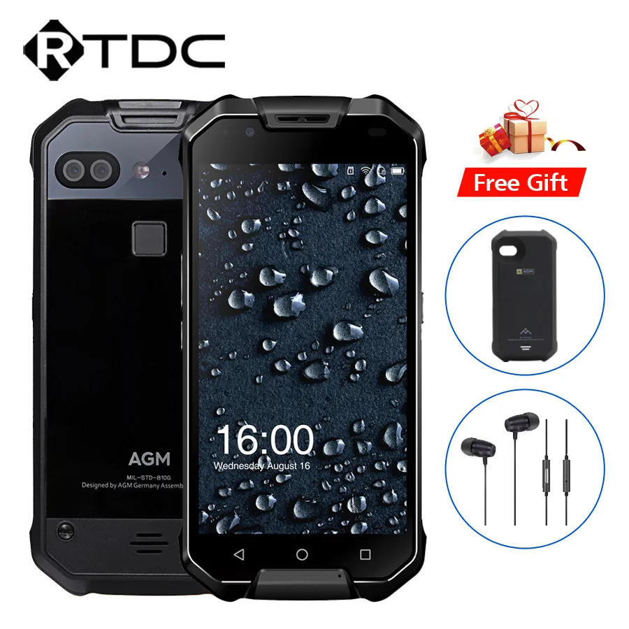 

AGM X2 Android 7.1 Mobile Phone IP68 Waterproof 5.5" 6GB RAM 64/128GB ROM 6000mAh Qualcomm Octa Core Dual 16+12MP NFC Smartphone