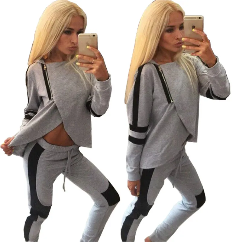 Irregular Zipper 2 Two Pieces Set Top and Pants Women Stripe Patchwork Tracksuit Long Sleeves Sexy Suit Hoodies Sweatshirts 2018
Irregular Zipper 2 Two Pieces Set Top and Pants Women Stripe Patchwork Tracksuit Long Sleeves Sexy Suit Hoodies Sweatshirts 2018