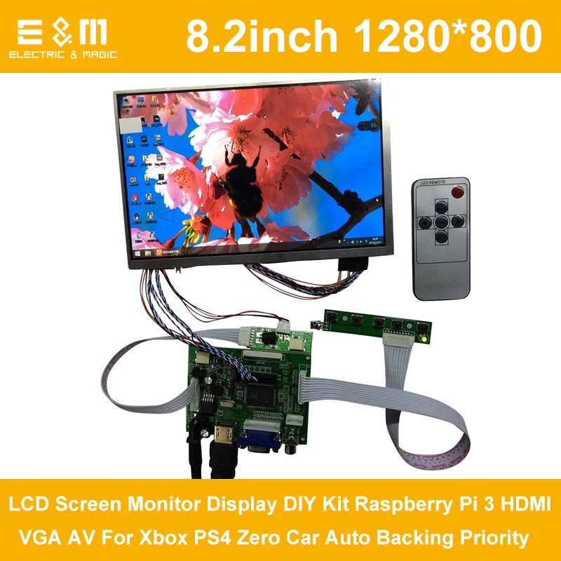 

8.2 inch 1280*800 IPS LCD Screen Monitor Display DIY Kit Raspberry Pi 3 HDMI VGA AV For Xbox PS4 Zero Car Auto Backing Priority