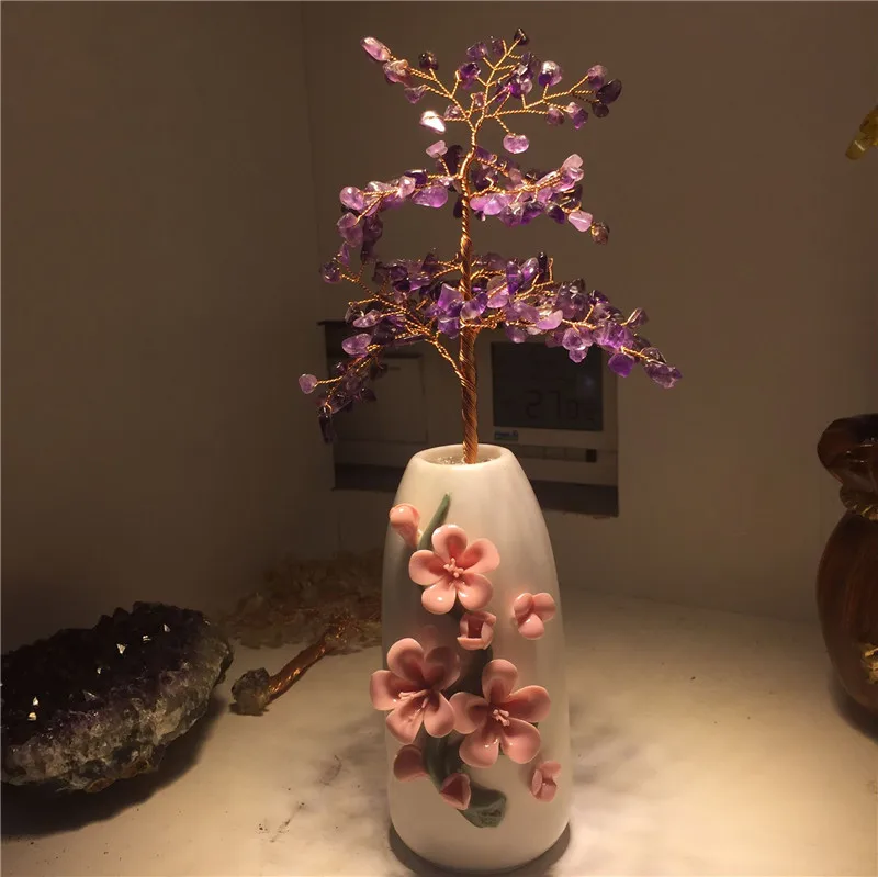 Natural purple crystal money tree with the beautiful vase for wealth luck home & wedding decoration and holiday business gift
Natural purple crystal money tree with the beautiful vase for wealth luck home & wedding decoration and holiday business gift