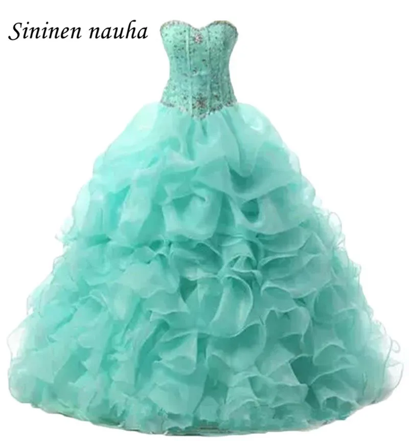 Бальные платья Quinceanera длинное вечерние платье из органзы с бисером бальное для