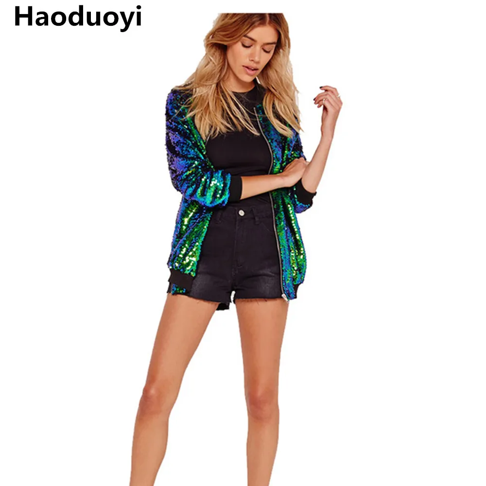 Fashion Women Mermaid Sequins Jackets Female Shine Zipper O-Neck Popular Autumn Outwears Preppy Loose Casual Basic Coat
Fashion Women Mermaid Sequins Jackets Female Shine Zipper O-Neck Popular Autumn Outwears Preppy Loose Casual Basic Coat